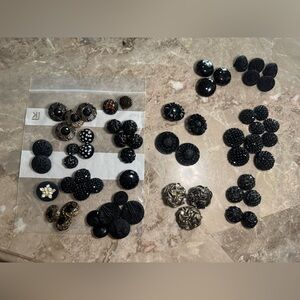 Vintage Black Button Collection, many with stones